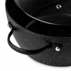 Κατσαρόλα Luigi Ferrero Symphony FR-2410, 24x11,5 cm, 4,3 l, Αντικολλητική επίστρωση, Γυάλινο καπάκι με τρύπα ατμού, Χαλύβδινες λαβές με PVD, Επαγωγή, Μαύρο μάρμαρο