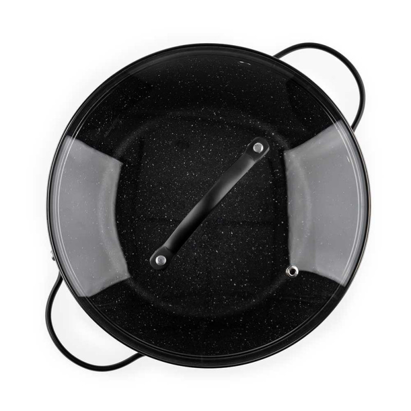 Κατσαρόλα Luigi Ferrero Symphony FR-2410, 24x11,5 cm, 4,3 l, Αντικολλητική επίστρωση, Γυάλινο καπάκι με τρύπα ατμού, Χαλύβδινες λαβές με PVD, Επαγωγή, Μαύρο μάρμαρο