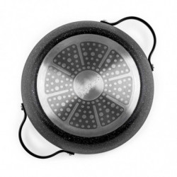 Κατσαρόλα Luigi Ferrero Symphony FR-2410, 24x11,5 cm, 4,3 l, Αντικολλητική επίστρωση, Γυάλινο καπάκι με τρύπα ατμού, Χαλύβδινες λαβές με PVD, Επαγωγή, Μαύρο μάρμαρο