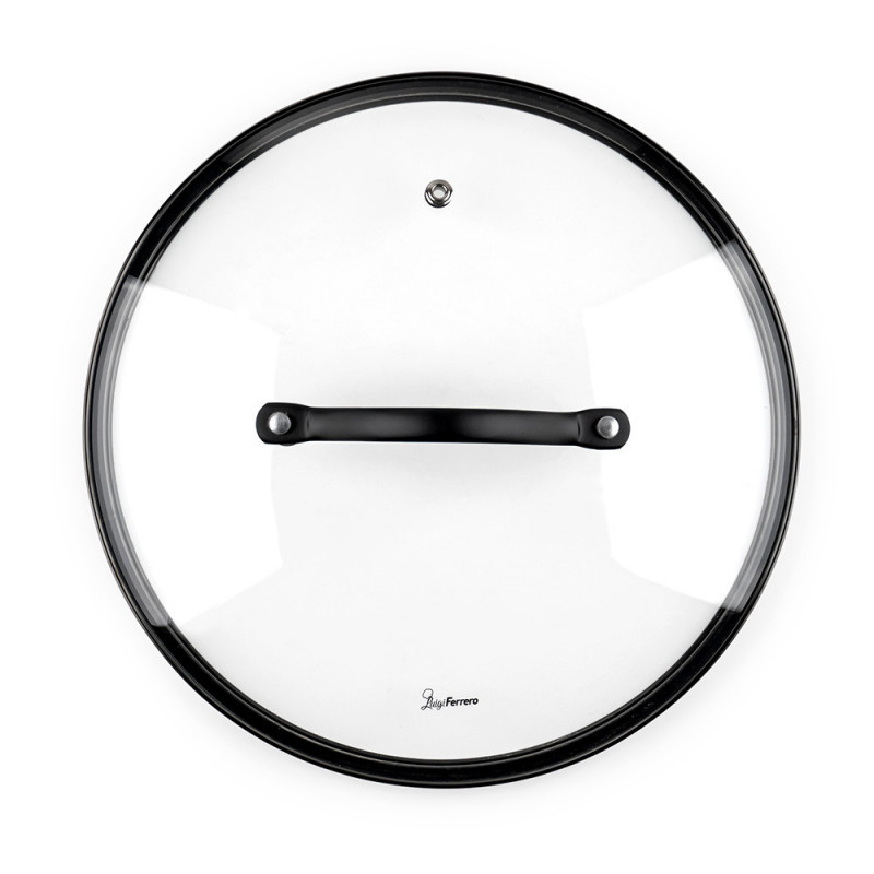 Κατσαρόλα Luigi Ferrero Symphony FR-2410, 24x11,5 cm, 4,3 l, Αντικολλητική επίστρωση, Γυάλινο καπάκι με τρύπα ατμού, Χαλύβδινες λαβές με PVD, Επαγωγή, Μαύρο μάρμαρο