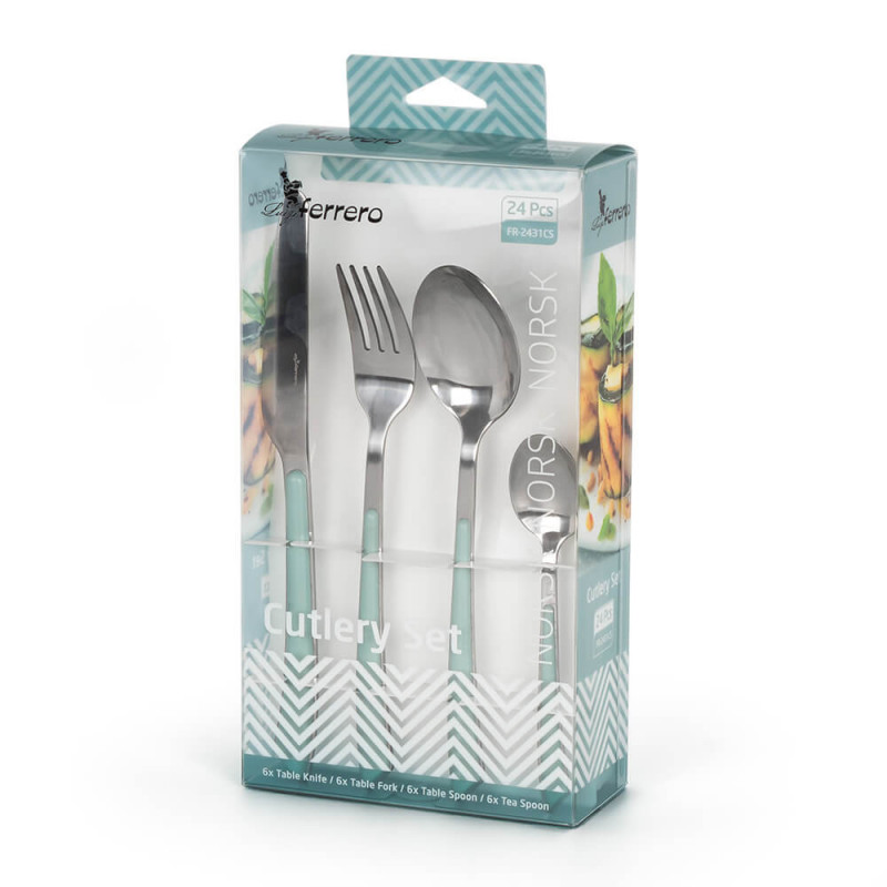 Σετ 24 μαχαιροπήρουνων Luigi Ferrero Norsk FR-2431CS, Ανοξείδωτο ατσάλι, γαλάζιο χρώμα