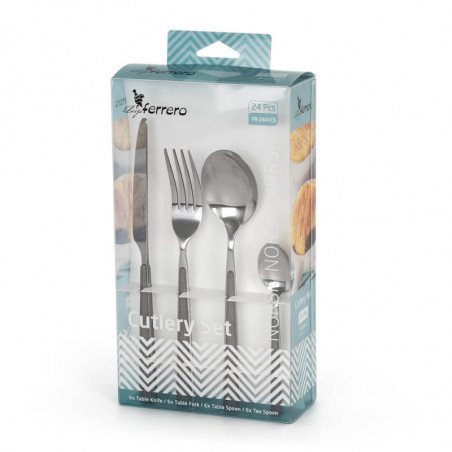 Σετ 24 μαχαιροπήρουνων Luigi Ferrero Norsk FR-2441CS, Ανοξείδωτο ατσάλι, ανοιχτό καφέ