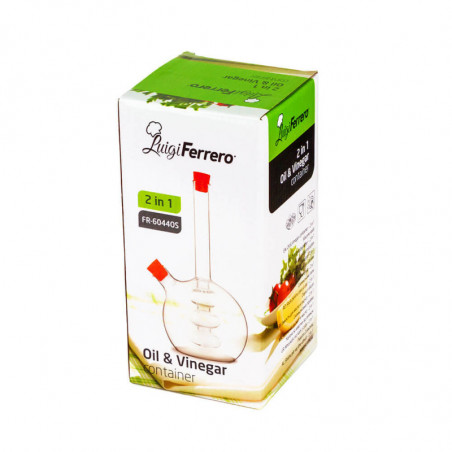 Δοχείο ξιδιού και λαδιού 2σε1 Luigi Ferrero FR-6044, 20 cm, Στεγανό κλείσιμο, Γυαλί, Πράσινο