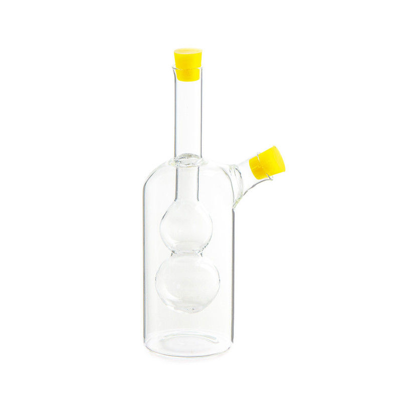 Δοχείο ξιδιού και λαδιού 2σε1 Luigi Ferrero FR-6051, 20 cm, Στεγανό κλείσιμο, Γυάλινο, Κίτρινο