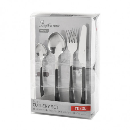 Σετ 24 μαχαιροπήρουνων Luigi Ferrero Rosso FR-2451, Ανοξείδωτο, Μαύρο/inox