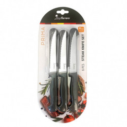 Σετ 6 μαχαιριών για μπριζόλες Luigi Ferrero Prima FR-1258, Ανοξείδωτο ατσάλι, Εύκολο καθάρισμα, Μαύρο/inox