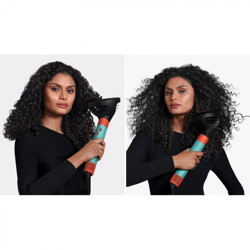 Σγουρομάλλα Dyson HS08 Airwrap i.d.™ Curly+Coily CePa/Tz, 1300W, 13.5 l/s, Αυτοματοποιημένο μπούκωμα, ιονισμός, 3 ταχύτητες, 3 θερμοκρασίες, Bluetooth, Κεραμική πατίνα/topaz
