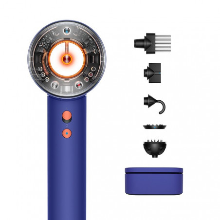 Στεγνωτήρας μαλλιών Dyson Supersonic Nural HD16 VnBu/Topaz, 1600W, 3 ταχύτητες, 4 θερμοκρασίες, αρνητικά ιόντα, 5 εξαρτήματα, προστατευτικό τριχωτού της κεφαλής, μπλε/Topaz