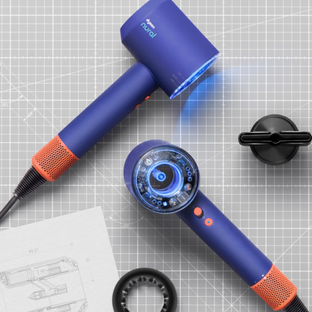 Στεγνωτήρας μαλλιών Dyson Supersonic Nural HD16 VnBu/Topaz, 1600W, 3 ταχύτητες, 4 θερμοκρασίες, αρνητικά ιόντα, 5 εξαρτήματα, προστατευτικό τριχωτού της κεφαλής, μπλε/Topaz