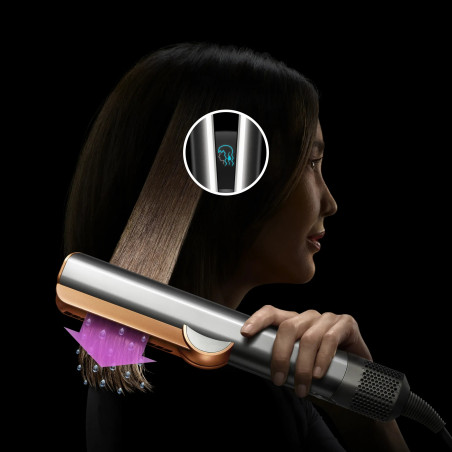 Ίσιωμα μαλλιών Dyson HT01 Airstrait CePk/RoGd, 1600W, Mach 140C, Ιονισμός, 6 επίπεδα θερμοκρασίας, Θωράκιση μαλλιών, Χάλκινο φινίρισμα, Οθόνη LCD, Κεραμικό ροζ/ροζ χρυσό