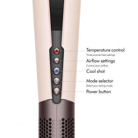 Ίσιωμα μαλλιών Dyson HT01 Airstrait CePk/RoGd, 1600W, Mach 140C, Ιονισμός, 6 επίπεδα θερμοκρασίας, Θωράκιση μαλλιών, Χάλκινο φινίρισμα, Οθόνη LCD, Κεραμικό ροζ/ροζ χρυσό