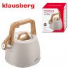 Свирещ чайник Klausberg KB-7917, 2.5 л, Дръжка с дървесен ефект, Индукция, Бежов