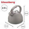 Klausberg KB-7912, 2.5 l, Λαβή με εφέ ξύλου, Επαγωγή, Ανοιχτό γκρι