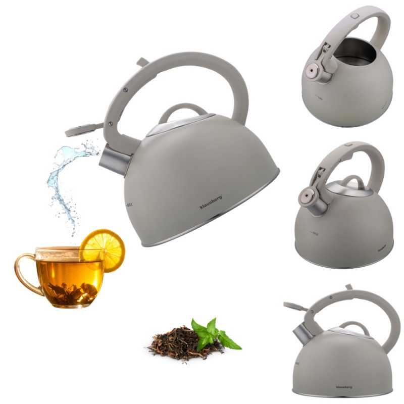 Klausberg KB-7912, 2.5 l, Λαβή με εφέ ξύλου, Επαγωγή, Ανοιχτό γκρι