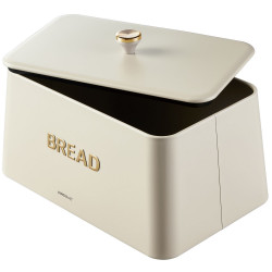 Kinghoff ψωμιέρα KH-1950, 35 cm, Μεταλλικό σώμα, Καπάκι μπαμπού, Μπεζ/χρυσό