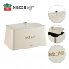 Kinghoff ψωμιέρα KH-1950, 35 cm, Μεταλλικό σώμα, Καπάκι μπαμπού, Μπεζ/χρυσό