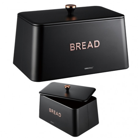 Κουτί ψωμιού Kinghoff KH 1949, 35 cm, Μεταλλικό σώμα, Καπάκι μπαμπού, Μαύρο