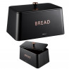 Κουτί ψωμιού Kinghoff KH 1949, 35 cm, Μεταλλικό σώμα, Καπάκι μπαμπού, Μαύρο