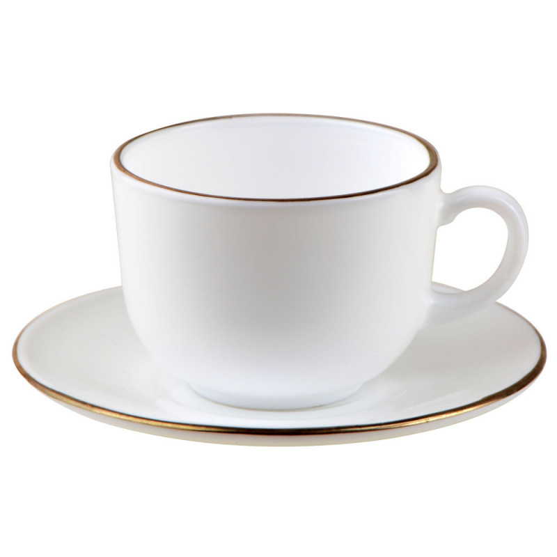 Σετ φλιτζάνια και πιατάκια Klausberg KH 1929, 12 τμχ, 210 ml, Opal, λευκό/χρυσό