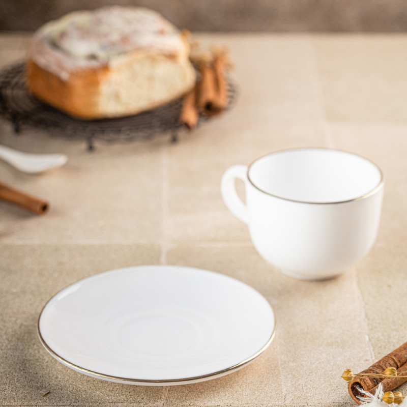 Σετ φλιτζάνια και πιατάκια Klausberg KH 1929, 12 τμχ, 210 ml, Opal, λευκό/χρυσό