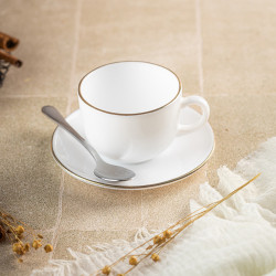 Σετ φλιτζάνια και πιατάκια Klausberg KH 1929, 12 τμχ, 210 ml, Opal, λευκό/χρυσό