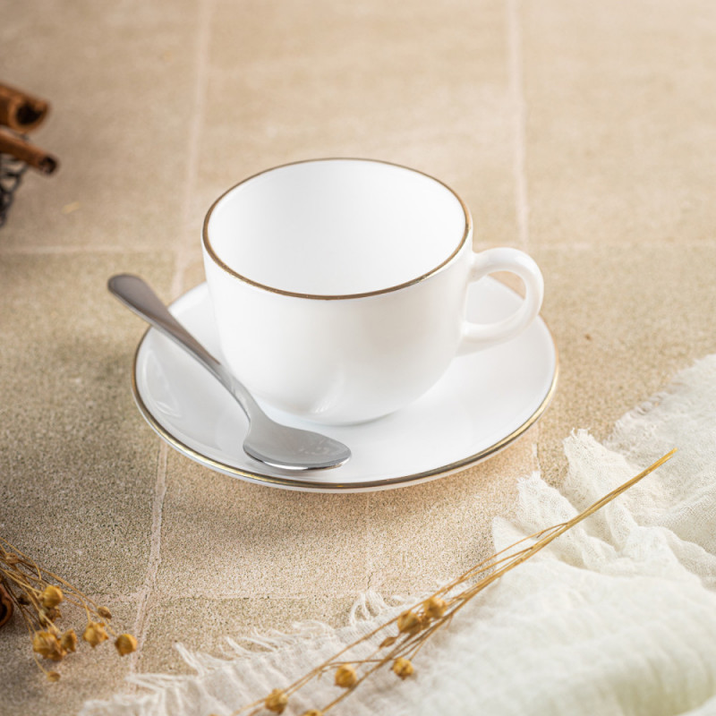 Σετ φλιτζάνια και πιατάκια Klausberg KH 1929, 12 τμχ, 210 ml, Opal, λευκό/χρυσό