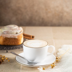 Σετ φλιτζάνια και πιατάκια Klausberg KH 1929, 12 τμχ, 210 ml, Opal, λευκό/χρυσό