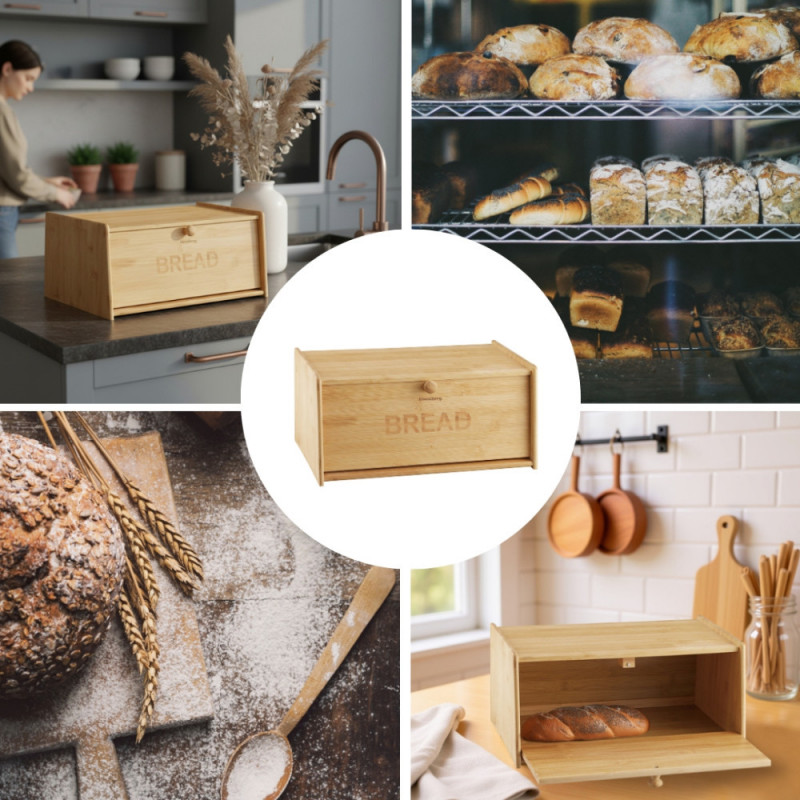 Κουτί ψωμιού Klausberg KB 7933, 39,5 cm, Μπαμπού, Καφέ