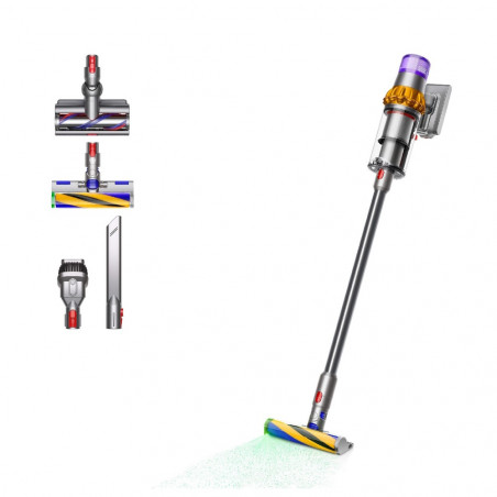 Κάθετη ηλεκτρική σκούπα Dyson V15 Detect Аbsolute, 660W, 0.76 l, 60 λεπτά αυτονομία, Αισθητήρες, 3 λειτουργίες, LCD, Γκρι