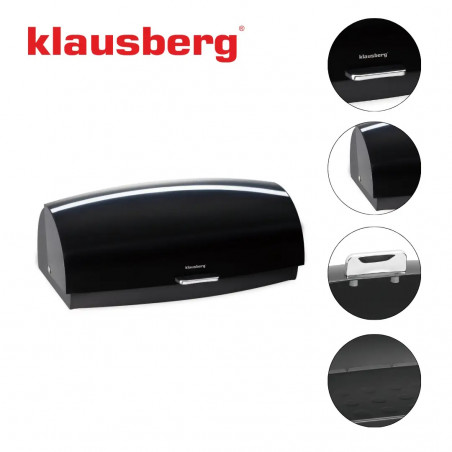 Κουτί ψωμιού Klausberg KB 7931, 45 cm, Εργονομική λαβή, Μεταλλικό, Μαύρο