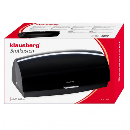 Κουτί ψωμιού Klausberg KB 7931, 45 cm, Εργονομική λαβή, Μεταλλικό, Μαύρο
