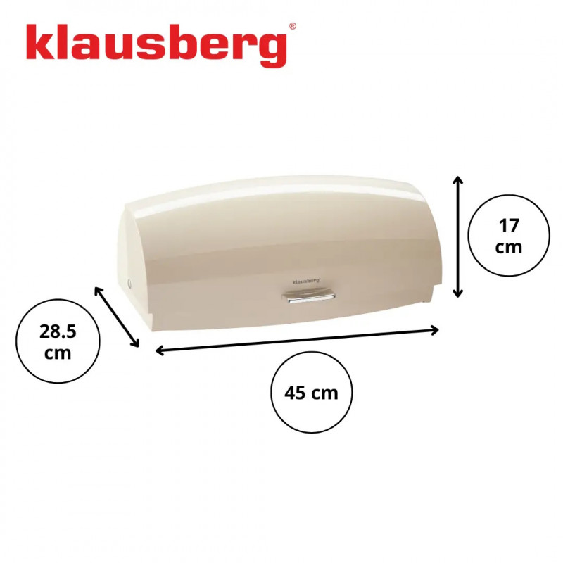 Кутия за хляб Klausberg KB 7932, 45 см, Ергономична дръжка, Метална, Бял