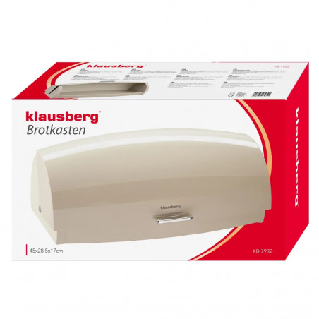 Кутия за хляб Klausberg KB 7932, 45 см, Ергономична дръжка, Метална, Бял