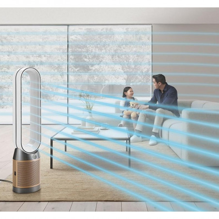Καθαριστής και ψύκτης αέρα Dyson PC2 De-NOx TP12 Wh/Gd, 40W, 40 m2, 10 ταχύτητες, ταλάντωση, HEPA, MyDyson™, Wi-Fi, LCD, Smart, Φωνητικός έλεγχος, Αυτόματη λειτουργία, Λευκό/Χρυσό
