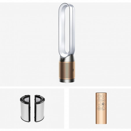 Καθαριστής και ψύκτης αέρα Dyson PC2 De-NOx TP12 Wh/Gd, 40W, 40 m2, 10 ταχύτητες, ταλάντωση, HEPA, MyDyson™, Wi-Fi, LCD, Smart, Φωνητικός έλεγχος, Αυτόματη λειτουργία, Λευκό/Χρυσό