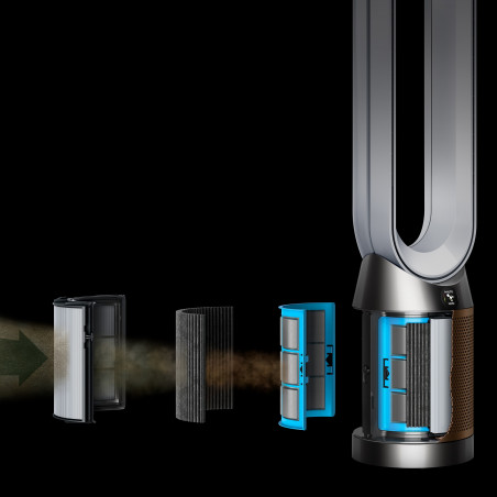 Καθαριστής και ψύκτης αέρα Dyson Cool Formaldehyde™ TP09, 40W, 40 m2, 10 ταχύτητες, ταλάντωση, HEPA, Wi-Fi, LCD, φωνητικός έλεγχος, λευκό/χρυσό