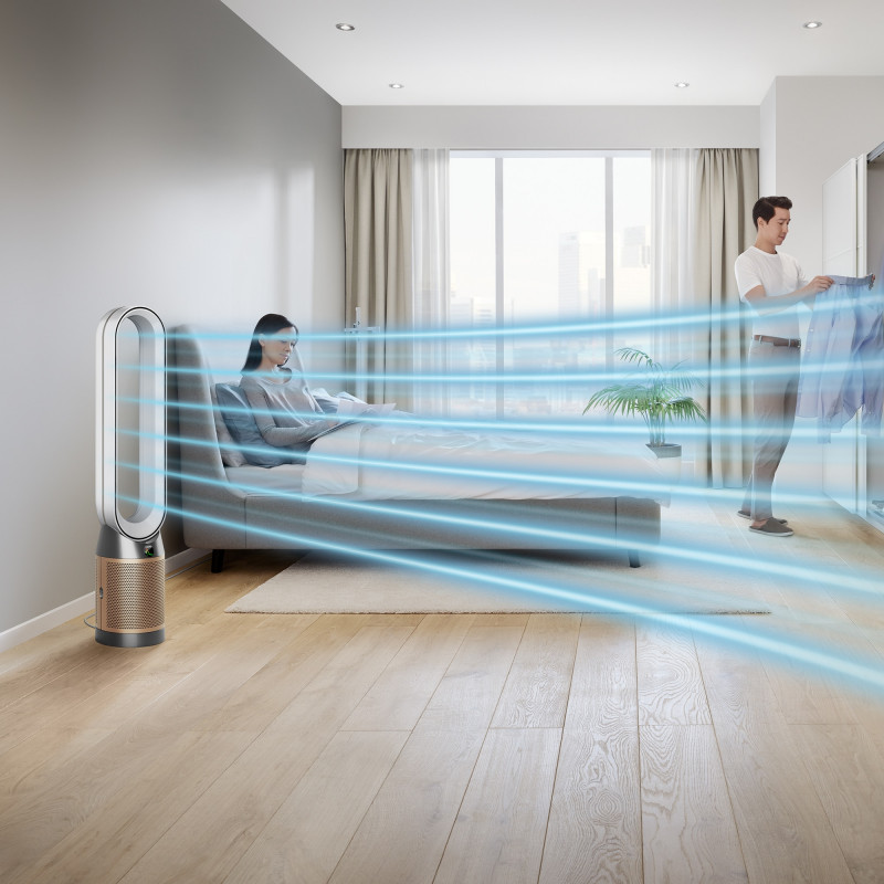 Καθαριστής και ψύκτης αέρα Dyson Cool Formaldehyde™ TP09, 40W, 40 m2, 10 ταχύτητες, ταλάντωση, HEPA, Wi-Fi, LCD, φωνητικός έλεγχος, λευκό/χρυσό
