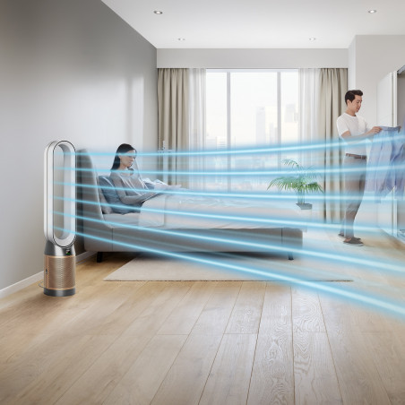 Καθαριστής και ψύκτης αέρα Dyson Cool Formaldehyde™ TP09, 40W, 40 m2, 10 ταχύτητες, ταλάντωση, HEPA, Wi-Fi, LCD, φωνητικός έλεγχος, λευκό/χρυσό