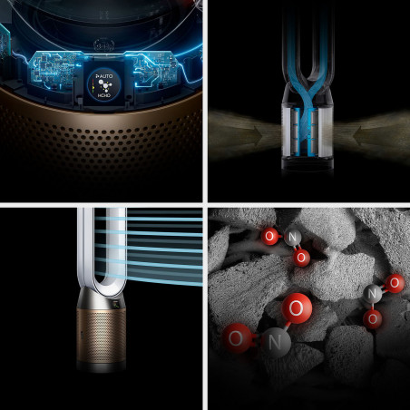 Καθαριστής και ψύκτης αέρα Dyson Cool Formaldehyde™ TP09, 40W, 40 m2, 10 ταχύτητες, ταλάντωση, HEPA, Wi-Fi, LCD, φωνητικός έλεγχος, λευκό/χρυσό