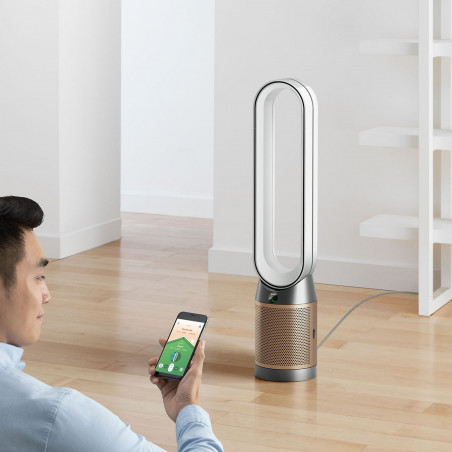 Καθαριστής και ψύκτης αέρα Dyson Cool Formaldehyde™ TP09, 40W, 40 m2, 10 ταχύτητες, ταλάντωση, HEPA, Wi-Fi, LCD, φωνητικός έλεγχος, λευκό/χρυσό