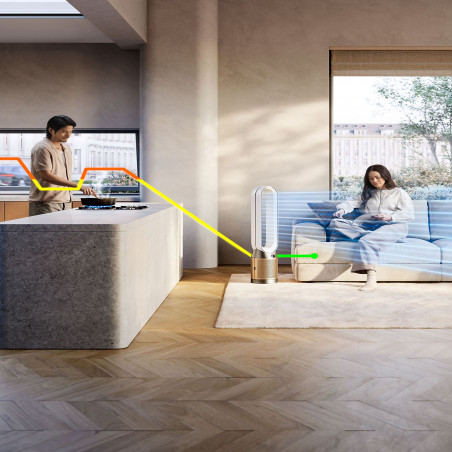 Καθαριστής και ψύκτης αέρα Dyson Cool Formaldehyde™ TP09, 40W, 40 m2, 10 ταχύτητες, ταλάντωση, HEPA, Wi-Fi, LCD, φωνητικός έλεγχος, λευκό/χρυσό