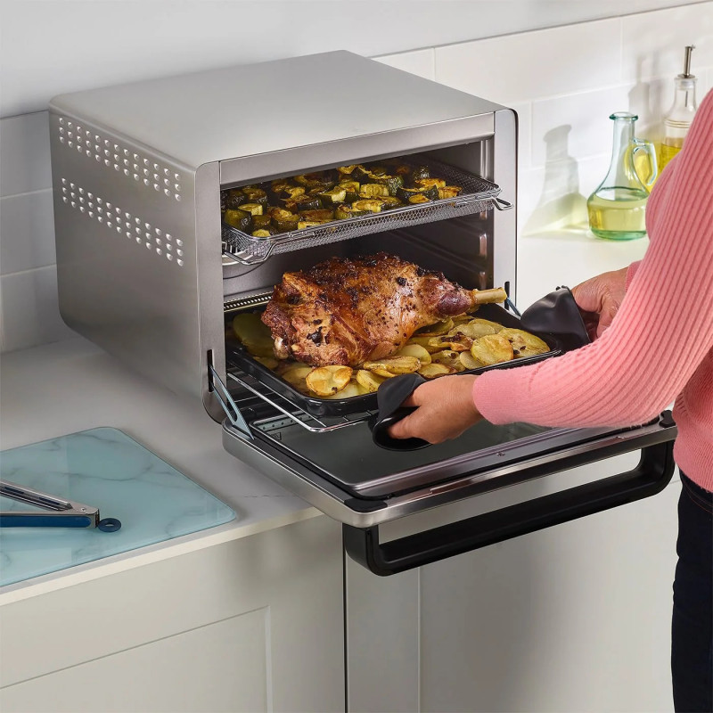 Πολυλειτουργικός φούρνος NINJA Foodi DT200EU, 2400W, 29L, Χρονοδιακόπτης, Convection, Οθόνη αφής, Ομοιόμορφο μαγείρεμα σε δύο επίπεδα, Inox/Μαύρο