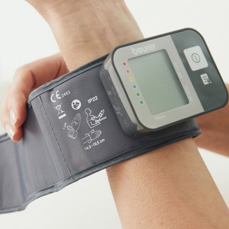 Beurer BC 27 Πιεσόμετρο, καρπός 14-19,5 cm, δείκτης κινδύνου, αρρυθμία, μνήμη, οθόνη LCD, ημερομηνία και ώρα, γκρι