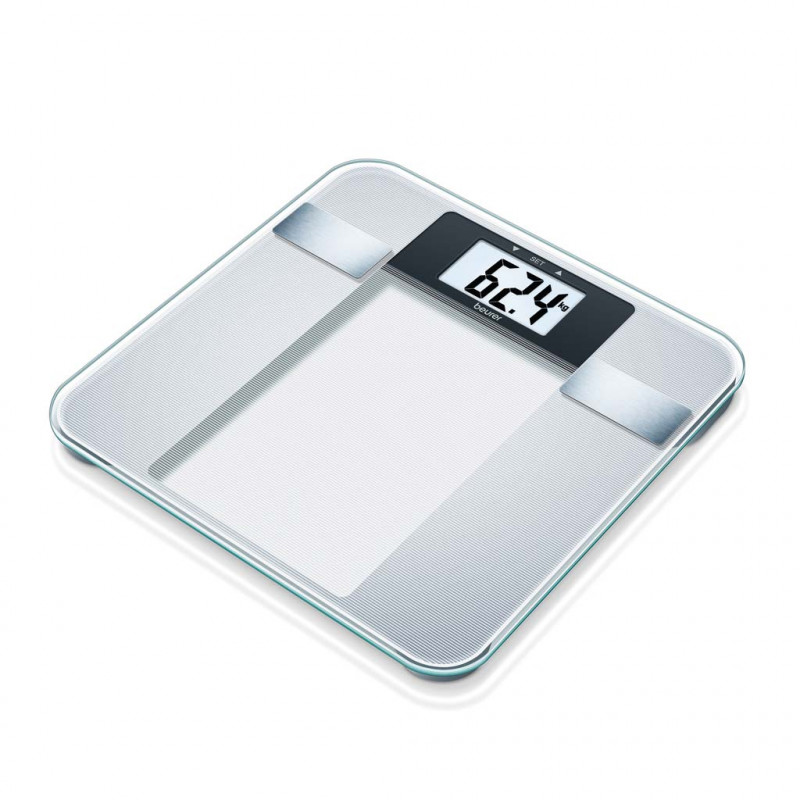 Beurer BG 13, Μέχρι 150 κιλά, 6 λειτουργίες, μνήμη, LCD, 5 επίπεδα δραστηριότητας, διαφανές/ασημί