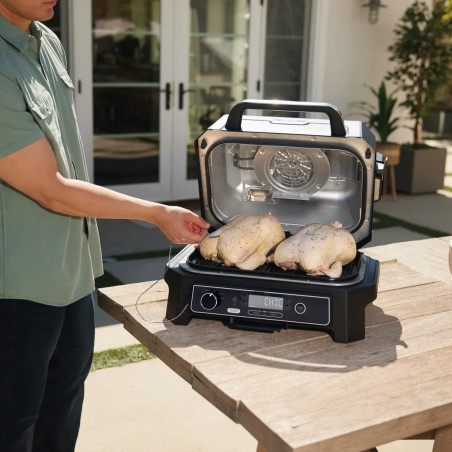 Ηλεκτρική ψησταριά Ninja OG850EU, 1700W, 4 προγράμματα, 45x29 cm, 240C, Κεραμική πλόκα, τεχνολογία Woodfire, IPX4, Cernen