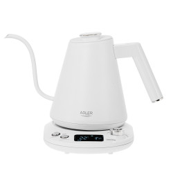 Ηλεκτρικός βραστήρας Adler AD 1349W, 1100W, 1 l, 40-100 C, συντήρηση θερμότητας, οθόνη LED, λευκό