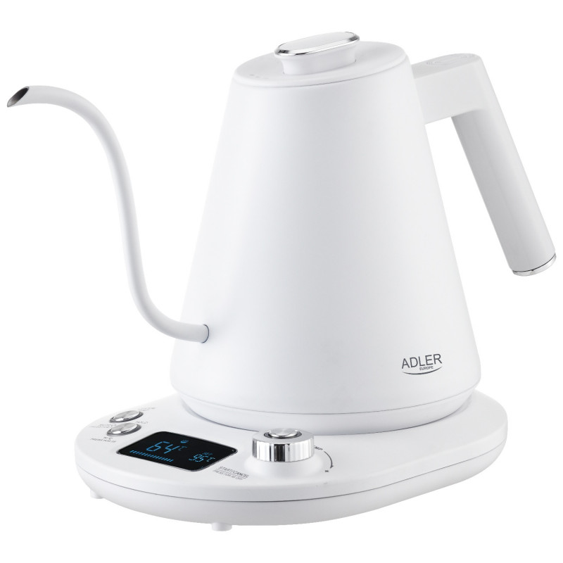 Ηλεκτρικός βραστήρας Adler AD 1349W, 1100W, 1 l, 40-100 C, συντήρηση θερμότητας, οθόνη LED, λευκό