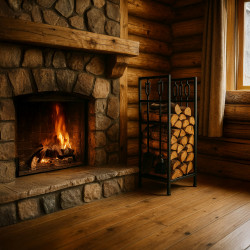 Ράφι για καυσόξυλα με εργαλεία Adler AD 6815, Μέχρι 80 κιλά, Δύο ράφια, Ατσάλινη κατασκευή, Μαύρο