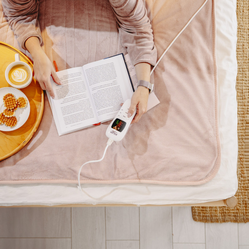 Ηλεκτρική κουβέρτα Adler AD 7443, 120W, 160x180 cm, χειριστήριο LCD, προστασία από υπερθέρμανση, 7 ρυθμίσεις, χρονοδιακόπτης, ροζ