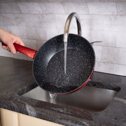 Σετ κατσαρόλες και τηγάνια Royalty Line FD10, 10 τεμαχίων, Χυτό αλουμίνιο, επίστρωση μαρμάρου Greblon, Επαγωγή, Κόκκινο